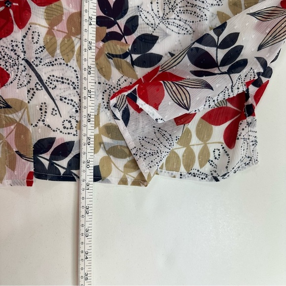 Alfred Dunner White w Red Multi Floral 3/4 Sleeve Top Plus Size 22W Swiss Dot - Picture 6 of 8